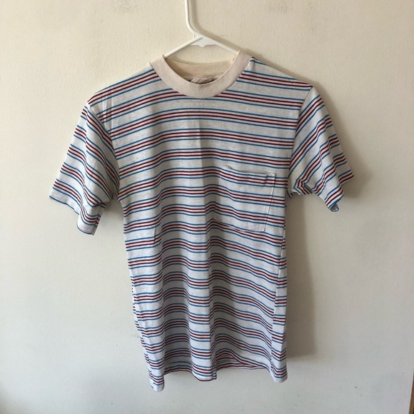 Vintage Custom Casual Striped Tee Shirt - Picture 1 of 3
